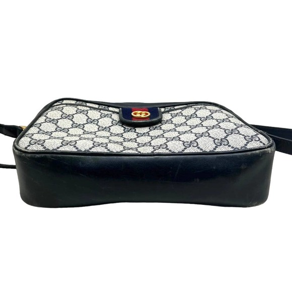 Gucci Authentic Vintage Navy Canvas Shoulder Bag Purse - Picture 4 of 10